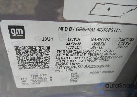2025 Cadillac Lyriq Luxury 1 Rwd from USA, damaged, VIN 1GYKPNRL8SZ302028